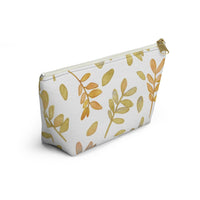 Watercolor Tossed Leaves Accessory Pouch w T-bottom in Yellow